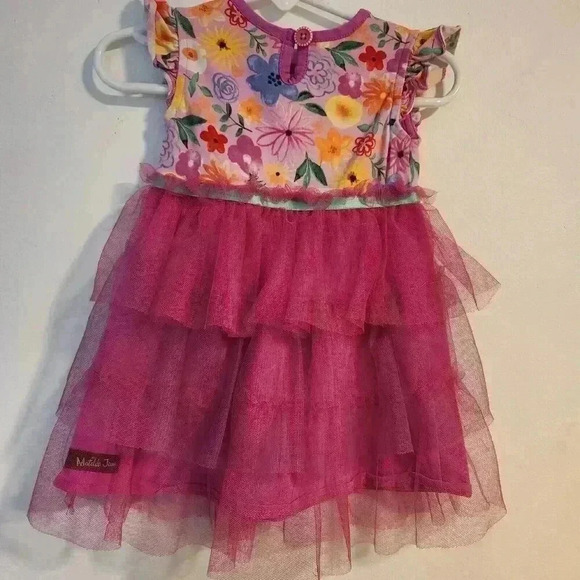 Matilda Jane WIDE AWAKE FRENCHIE Floral Dress 12-18 Months Pink Tutu Baby Girl - Picture 3 of 4